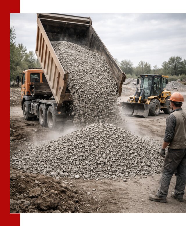 Доставка щебня в Лангепасе крупными и мелкими фракциями