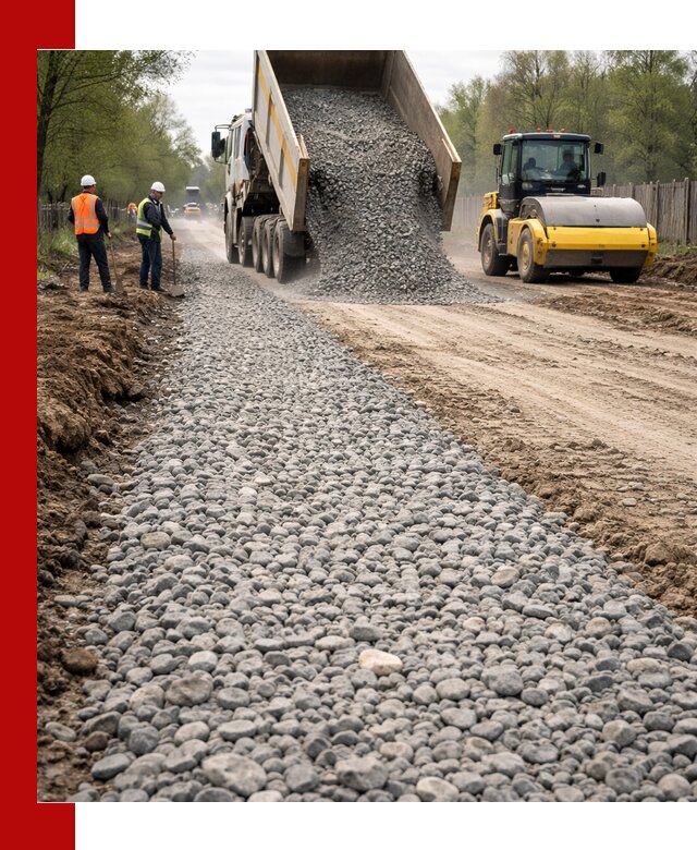 Доставка щебня для отсыпки дорог в Лангепасе высокого качества