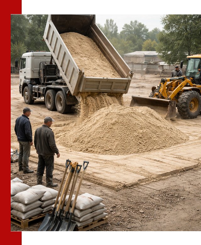Доставка мытого песка в Лангепасе с самосвалами по выгодной цене