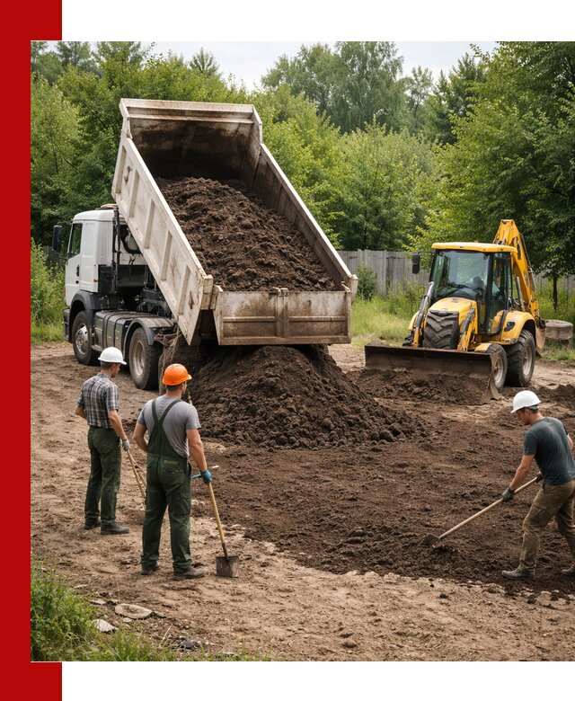 Доставка и укладка грунта для выравнивания участка в Лангепасе