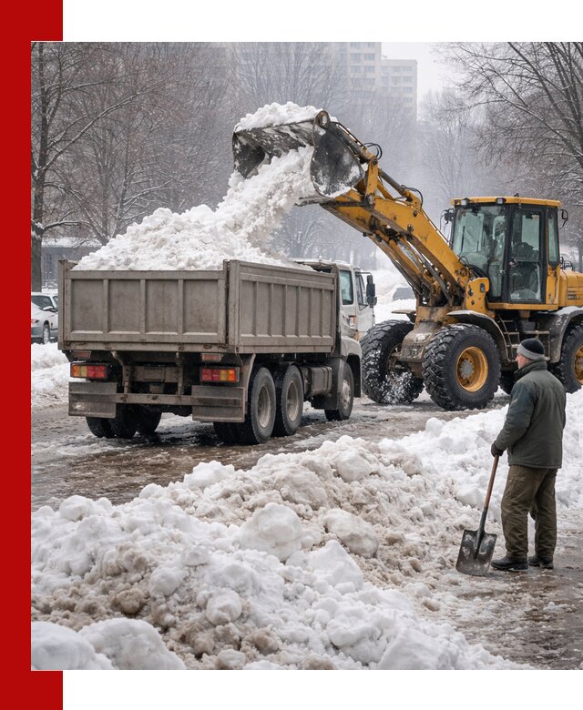 Вывоз снега грузовой техникой в Лангепасе оперативно и чисто