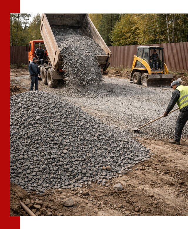 Отсыпка участка щебнем с доставкой и уплотнением в Лангепасе